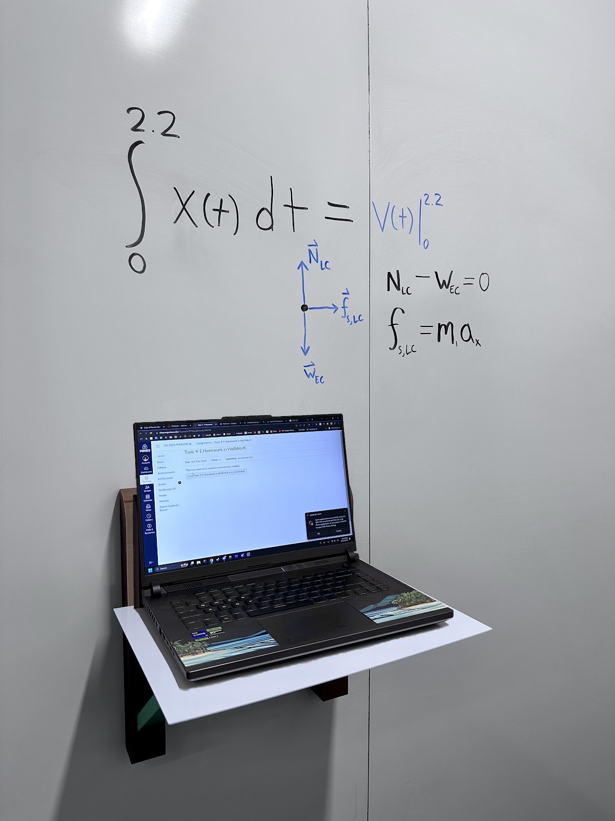 Magnetic Whiteboard Desk in use